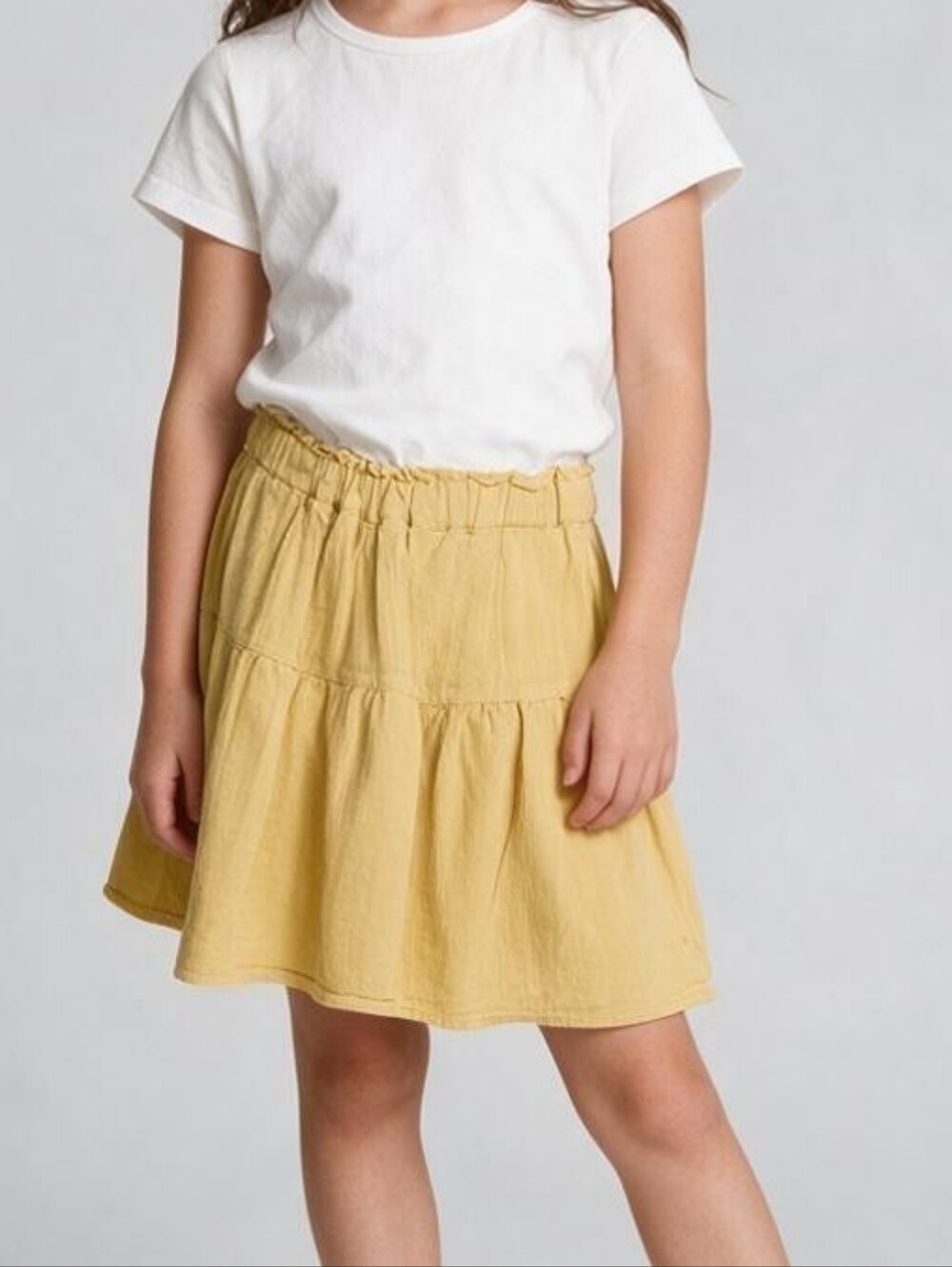 Uniqlo White Tee with Yellow Tiered Skirt - Girls